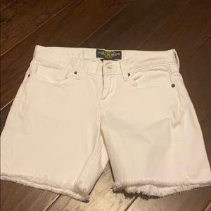Lucky Brand mid thigh white jean shorts